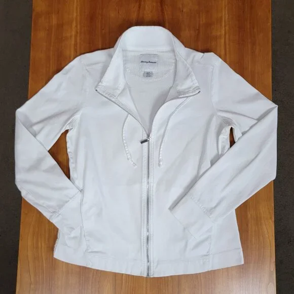 Tommy Bahama White Full Zip 100% Pima Cotton Jacket with Drawstrings - S - Picture 5 of 12